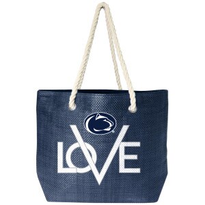 woven navy tote with Penn State Athletic Logo and Love